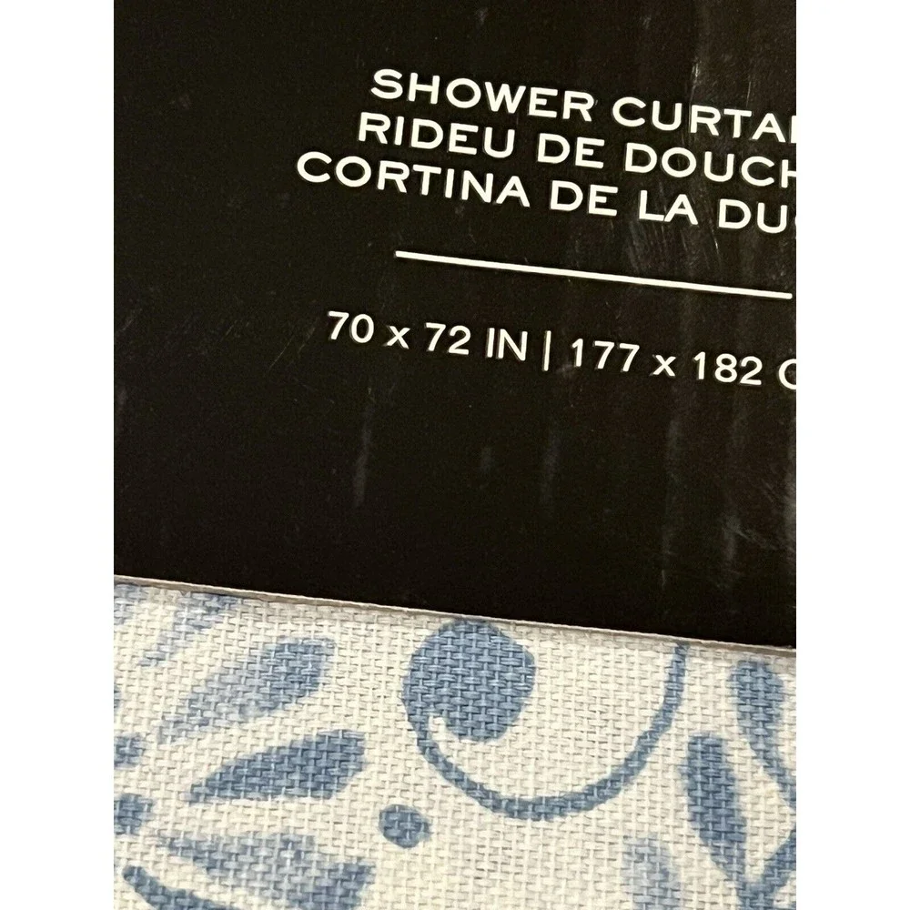 RALPH LAUREN Blue Medallion Flower SHOWER CURTAIN New